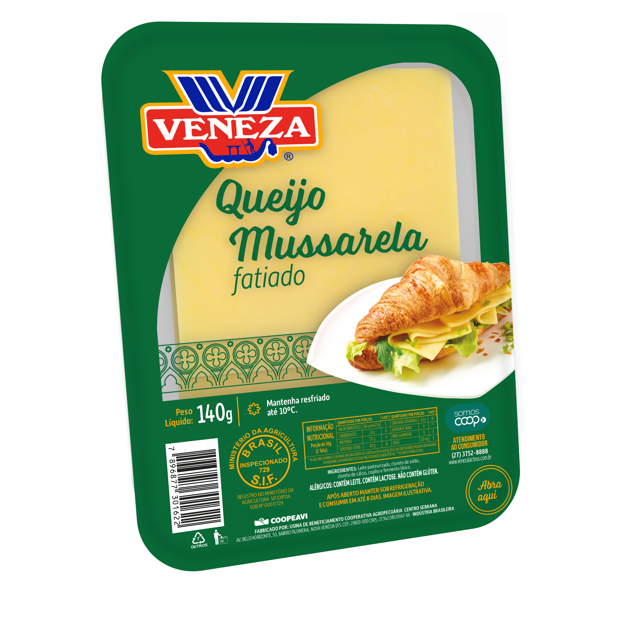 Queijo Mussarela Fatiado 140g